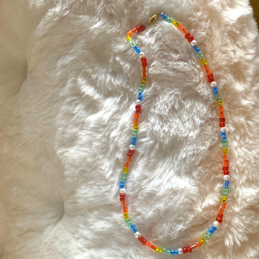 Handmade Rainbow beaded necklace